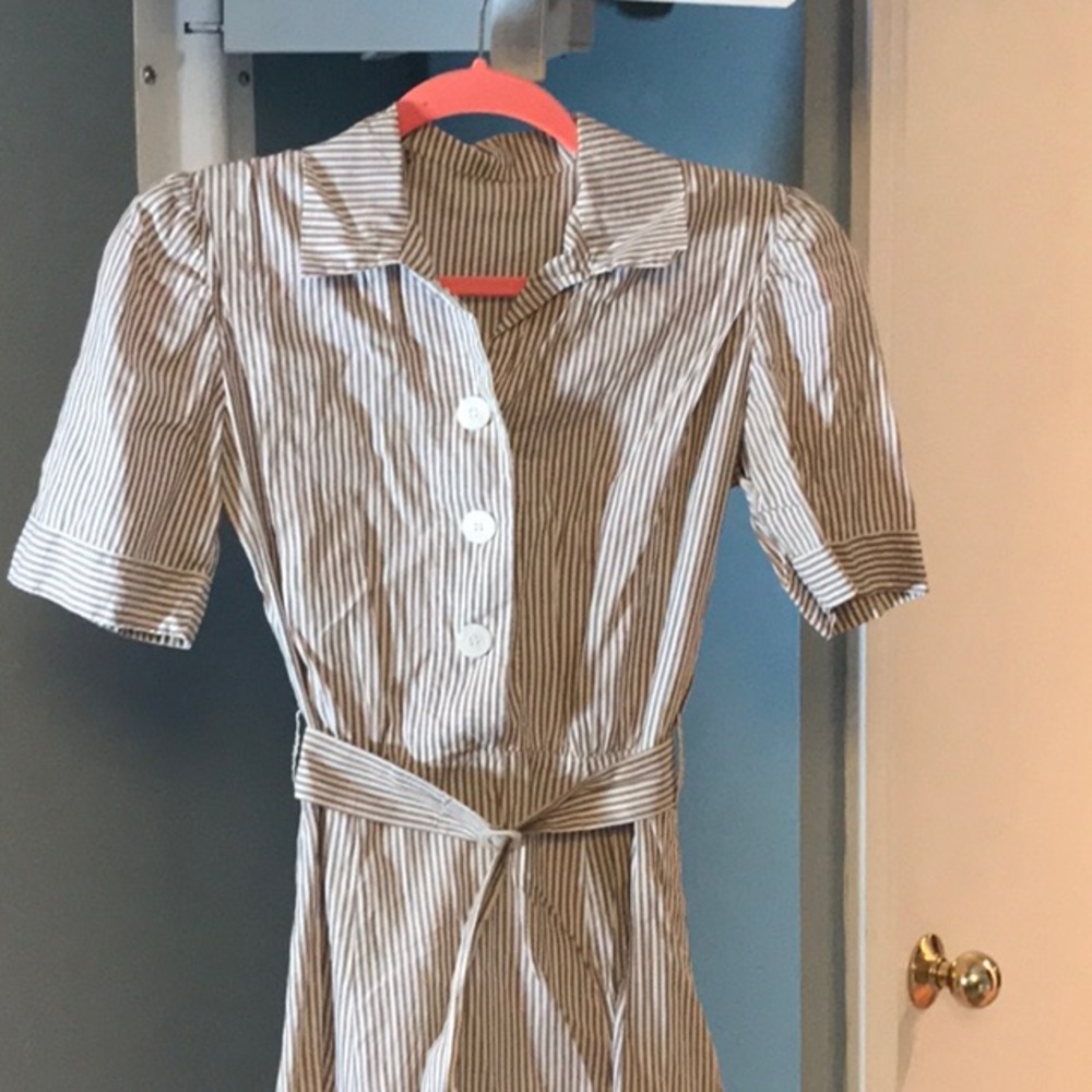 Vintage Striped Dress with real shell buttons